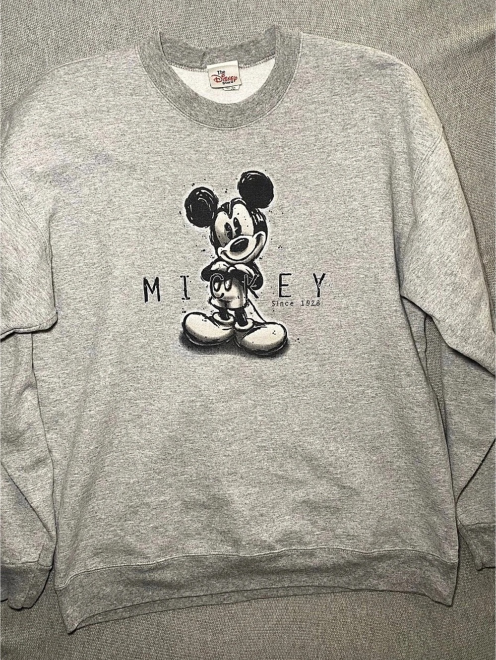 VTG Disney Store Mickey Mouse Since 1928 Sweatshirt L Ash Gray Crewneck USA